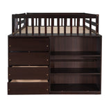 Full over Full Bunk Bed with 4 Drawers and 3 Shelves-Espresso - Home Elegance USA