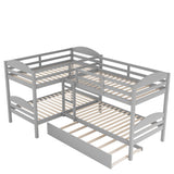 Twin L-Shaped Bunk bed with Trundle-Gray（OLD SKU:LP000024AAE) - Home Elegance USA