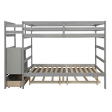 Full over Full Bunk Bed with Twin Size Trundle (Gray)(OLD SKU :LP000033AAE) - Home Elegance USA