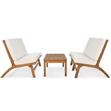 GO 4-Piece V-shaped Seats set, Acacia Solid Wood Outdoor Sofa, Garden Furniture, Outdoor seating, Beige