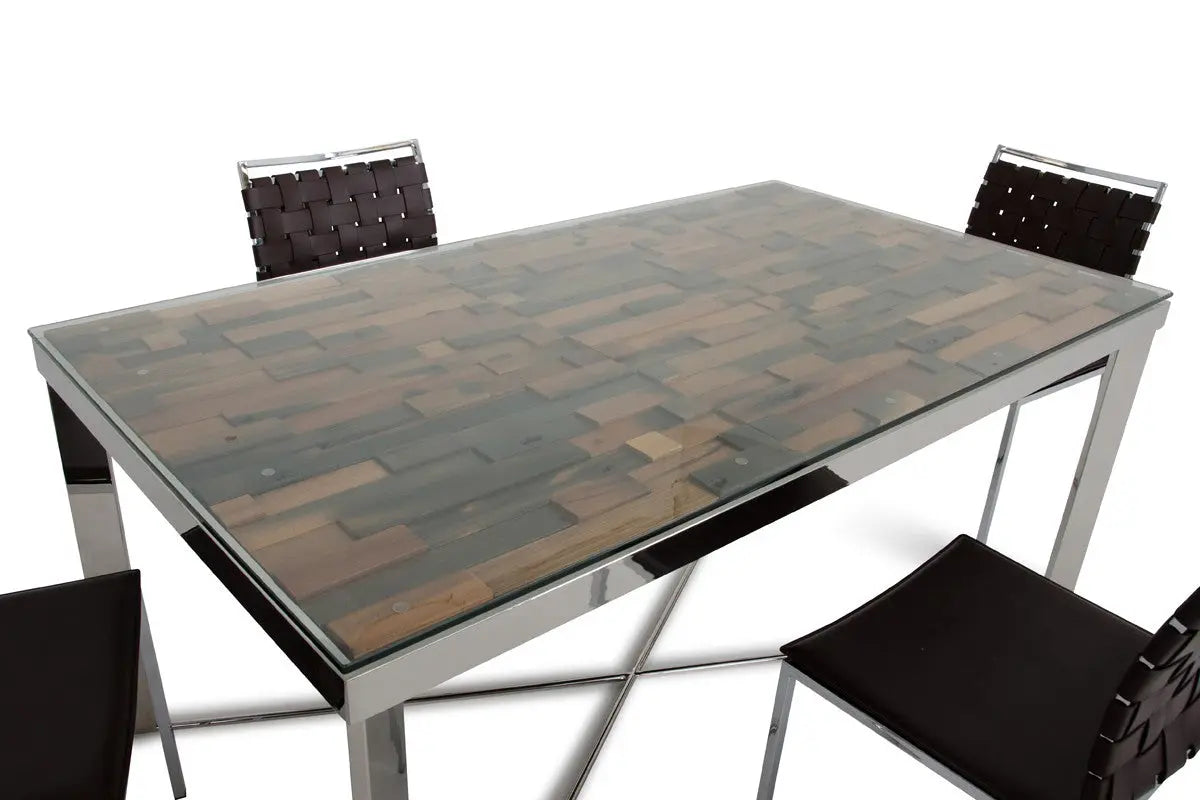 Vig Furniture - Modrest Santiago Modern Rectangular Wood Mosaic Dining Table - Vgewf2193Ab