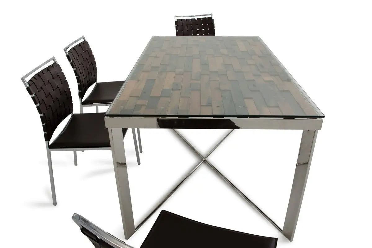 Vig Furniture - Modrest Santiago Modern Rectangular Wood Mosaic Dining Table - Vgewf2193Ab