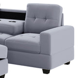 Orisfur. Modern Sectional Sofa with Reversible Chaise, L Shaped Couch Set with Storage Ottoman and Two Cup Holders for Living Room - Home Elegance USA