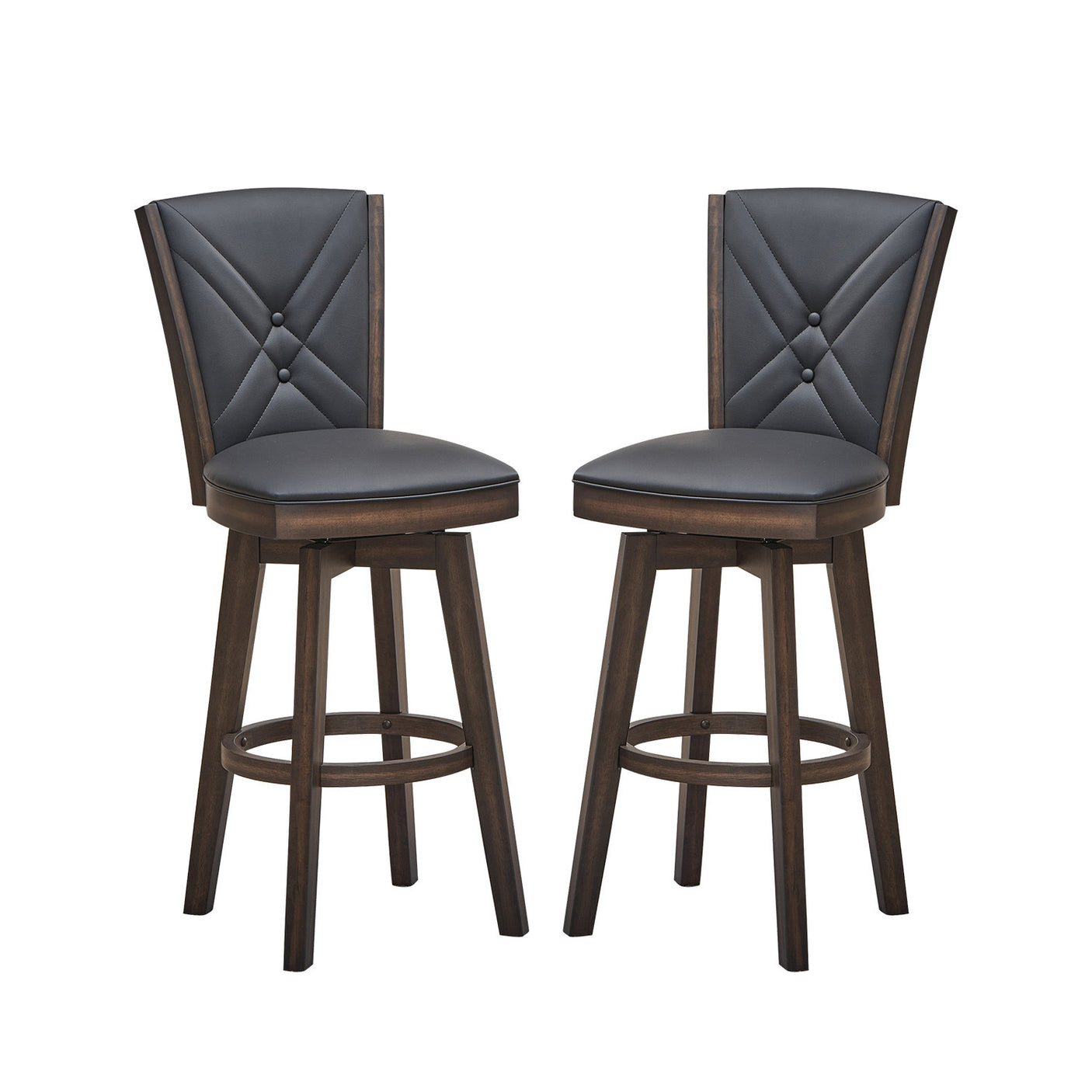 29" Seat Height Black Faux Leather Counter Stool, Set of 2 - Home Elegance USA