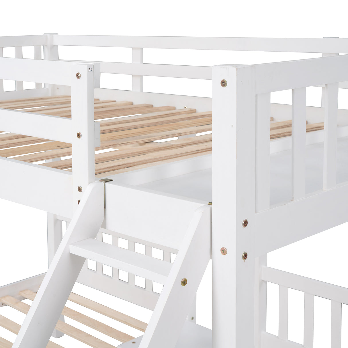 Full Over Twin & Twin Bunk Bed, Wood Triple Bunk Bed with Drawers and Guardrails, White (OLD SKU: LP000143AAK) - Home Elegance USA