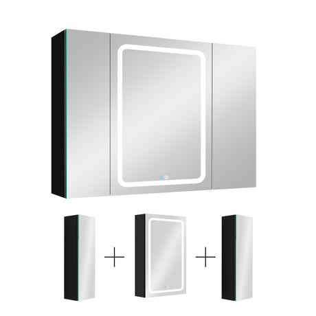 40x30 Inch LED Bathroom Medicine Cabinet Surface Mount Double Door Lighted Medicine Cabinet, Medicine Cabinets for Bathroom with Mirror Defogging, Dimmer Black - Bathroom Mirrors - W995S00052 - image - 15