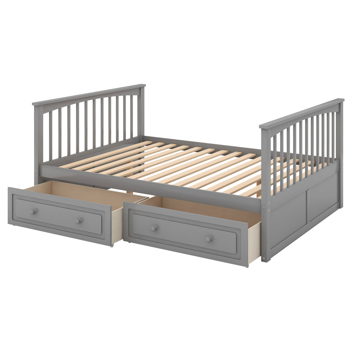 Full over Full Bunk Bed with Drawers, Convertible Beds, Gray(OLD SKU:SM000241AAE) - Home Elegance USA