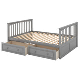 Full over Full Bunk Bed with Drawers, Convertible Beds, Gray(OLD SKU:SM000241AAE) - Home Elegance USA