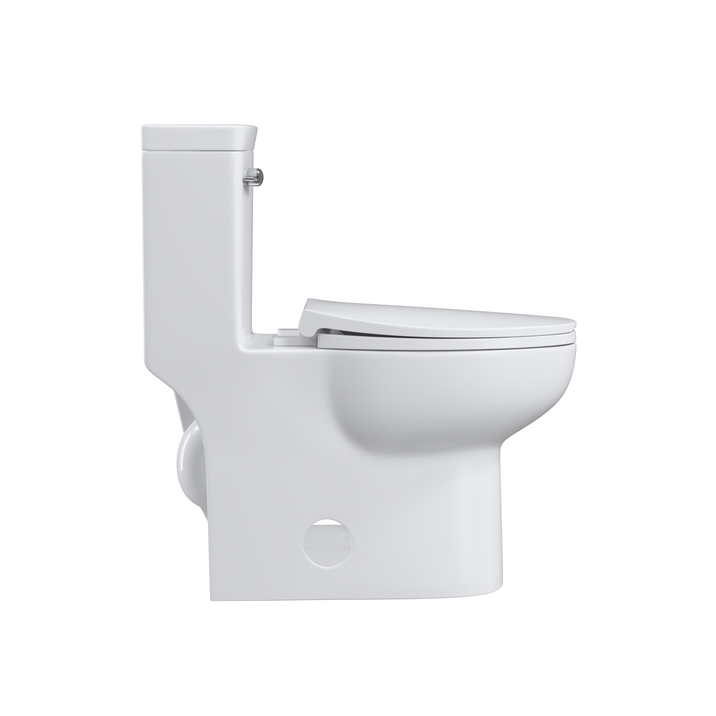 Single Flush Elongated Standard One Piece Toilet with Comfortable Seat Height, Soft Close Seat Cover, High-Efficiency Supply, and White Finish Toilet Bowl (White Toilet)