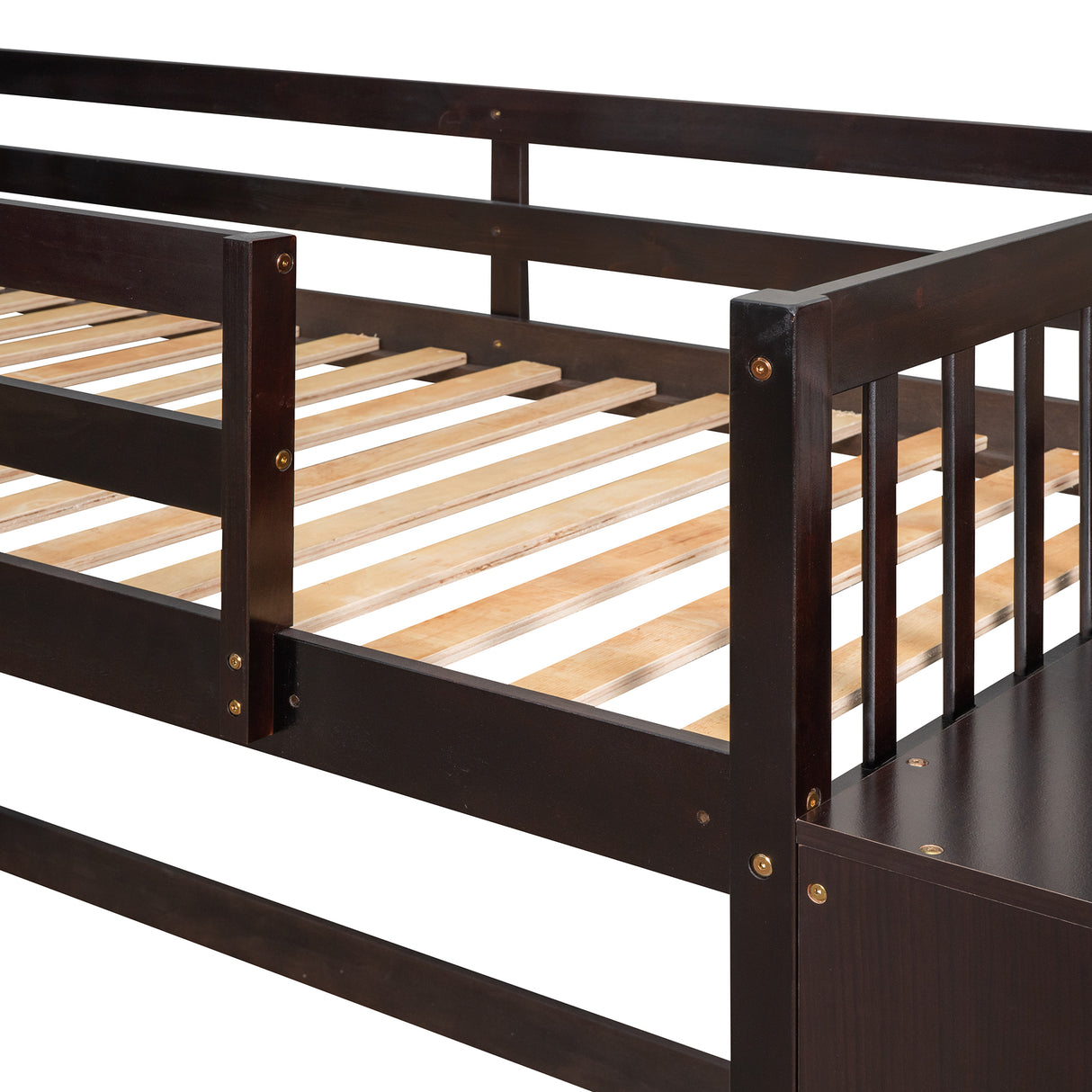 Twin over Twin Bunk Bed with 4 Drawers and 3 Shelves-Espresso（OLD SKU: LP000067AAP） - Home Elegance USA