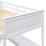 Twin size Loft Bed with Shelves and Desk, Wooden Loft Bed with Desk - White(OLD SKU:LT000537AAK) - Home Elegance USA