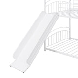 Twin Over Twin Metal Bunk Bed With Slide,Kids House Bed White - Home Elegance USA