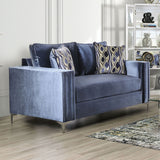 Jodie - Sofa & Loveseat - Satin Blue / Silver - Home Elegance USA