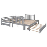 Twin over Twin/Full Bunk Bed with Twin Size Trundle (Gray)(OLD SKU :LP000025AAE) - Home Elegance USA