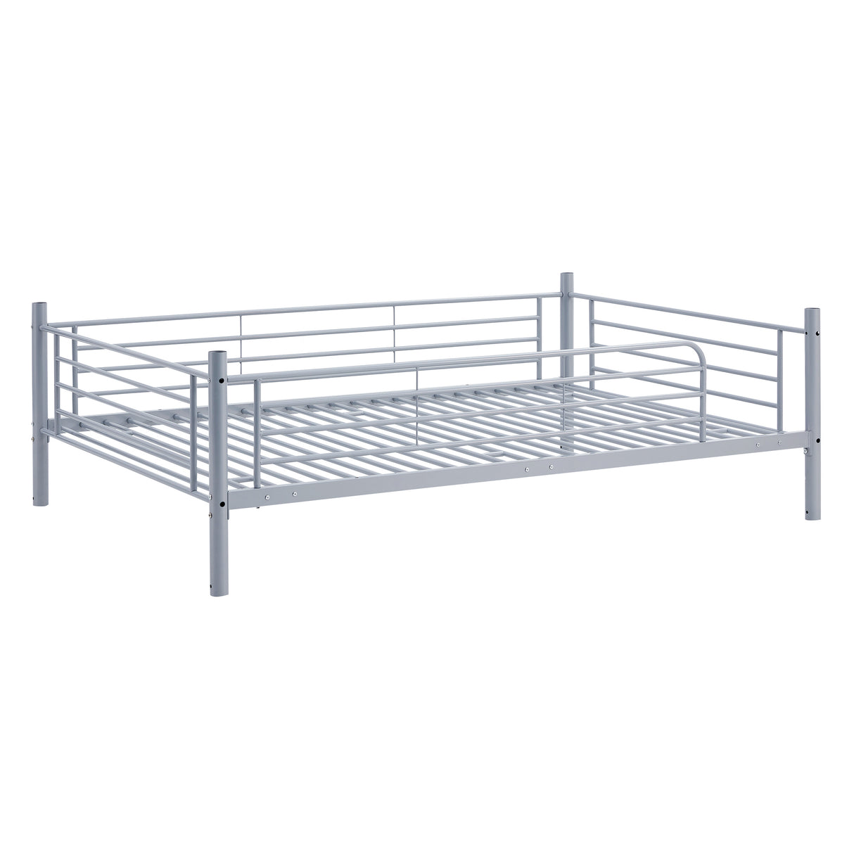 Full-Full-Full Metal  Triple Bed  with Built-in Ladder, Divided into Three Separate Beds,Gray - Home Elegance USA