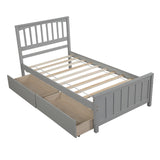 Twin size Platform Bed with Two Drawers, Gray - Home Elegance USA