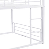 Full Size Metal Bunk Bed with Ladders and Slide, Divided into One Platform and Loft Bed, White - Home Elegance USA