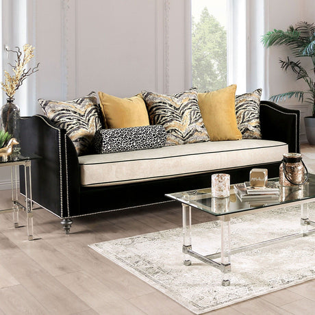 Maya - Sofa & Loveseat - Black / Beige - Home Elegance USA