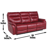 Top-Grain Leather Motion Set: Decadent Comfort, Contemporary Style, Wine or Coffee Color, Reclining with USB Control Panel - Home Elegance USA