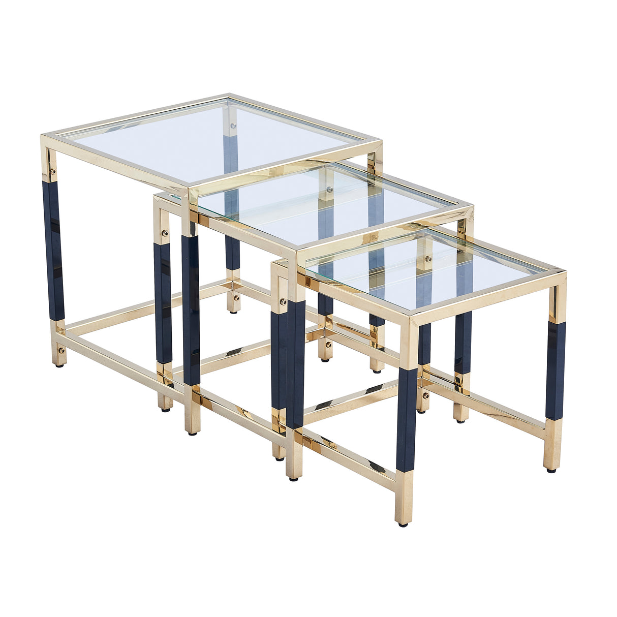 Modern End Table Stainless Steel And Acrylic Frame With Clear Glass - Home Elegance USA
