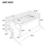 Loft bed with staircase , White - Home Elegance USA