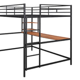 Full Metal Loft Bed with Desk and Shelve, Black - Home Elegance USA