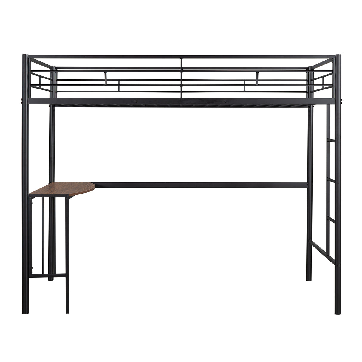 Twin Over Full Metal Bunk Bed with Desk, Ladder and Quality Slats for Bedroom, Metallic Black（OLD SKU :LP000092AAB） - Home Elegance USA