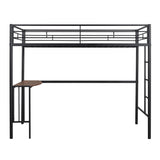 Twin Over Full Metal Bunk Bed with Desk, Ladder and Quality Slats for Bedroom, Metallic Black（OLD SKU :LP000092AAB） - Home Elegance USA