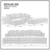 111'' Tufted Fabric 3 - Seat L - Shape Sectional Sofa Couch Set w/Chaise Lounge, Ottoman Coffee Table Bench, Dark Grey - W876S00066 - image - 5