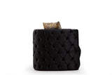 Naomi Button Tufted Chair Finished with Velvet Fabric and Gold Accent in Black - Home Elegance USA