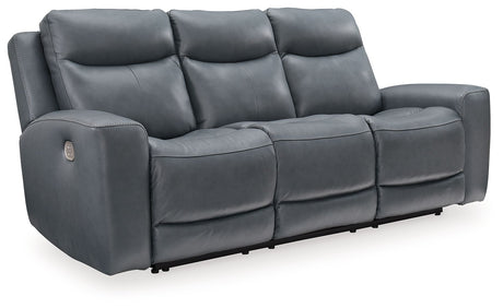 Mindanao - Steel - 2 Pc. - Power Reclining Sofa, Power Reclining Loveseat With Console - Home Elegance USA