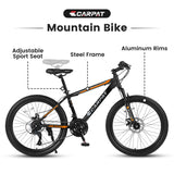 S26102 Elecony 26 Inch Mountain Bike, Shimano 21 Speeds with Mechanical Disc Brakes, High-Carbon Steel Frame, Suspension MTB Bikes Mountain Bicycle for Adult & Teenagers