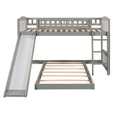 Twin Over Twin Bunk Bed with Slide and Ladder, Gray(OLD SKU :LP000514AAE) - Home Elegance USA