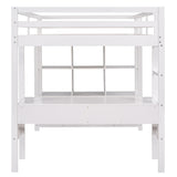 Full Size Loft Bed with Built-in Desk with Two Drawers, and Storage Shelves and Drawers,White - Home Elegance USA