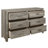 Rusticated Style Weathered Gray Finish 1pc Dresser of 6x Drawers Transitional Bedroom Wooden Furniture - Home Elegance USA