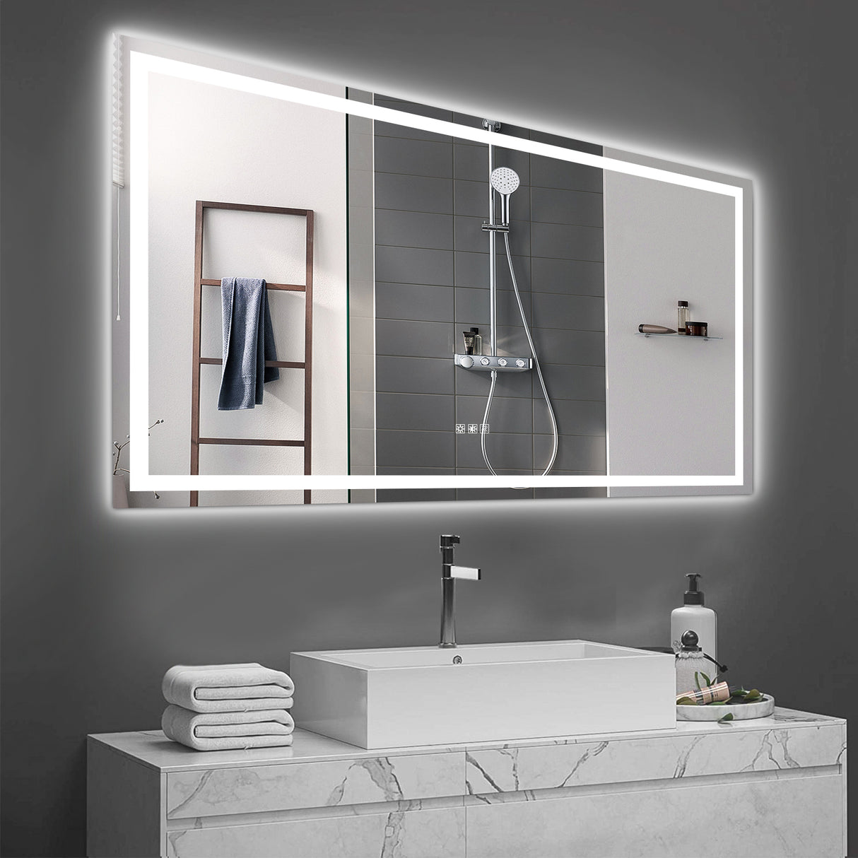 LED Bathroom Mirror 72x36  Inch with lights, anti-Fog & Dimming Led Bathroom Vanity Mirror