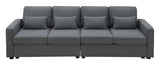 [VIDEO provided] [New] 104" 4-Seater Modern Linen Fabric Sofa with Armrest Pockets and 4 Pillows,Minimalist Style Couch for Living Room, Apartment, Office,3 Colors - Home Elegance USA