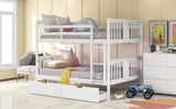 Full over Full Bunk Bed with Drawers and Ladder for Bedroom, Guest Room Furniture-White(OLD SKU :LP000205AAK) - Home Elegance USA