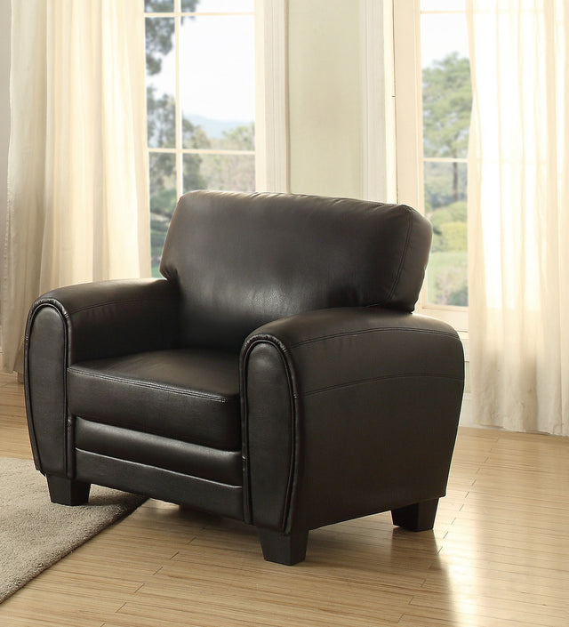 Modern Living Room Furniture 1pc Chair Black Faux Leather Covering Retro Styling Furniture - Home Elegance USA