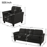 Living Room Furniture chair  and 3-seat Sofa (Black) Home Elegance USA