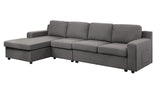 Waylon Gray Linen 4-Seater Sectional Sofa Chaise with Pocket - Home Elegance USA