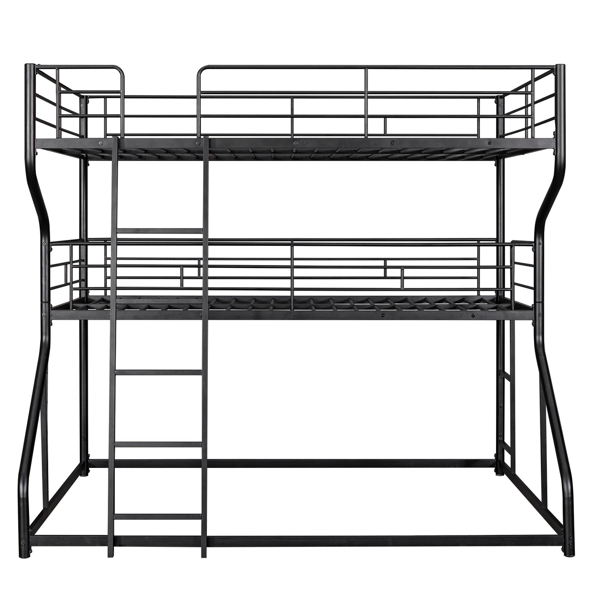 Full XL over Twin XL over Queen Size Triple Bunk Bed with Long and Short Ladder,Black - Home Elegance USA