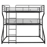 Full XL over Twin XL over Queen Size Triple Bunk Bed with Long and Short Ladder,Black - Home Elegance USA