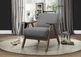 Modern Home Furniture Gray Fabric Upholstered 1pc Accent Chair Walnut Finish Wood Cushion Back and Seat Furniture - Home Elegance USA