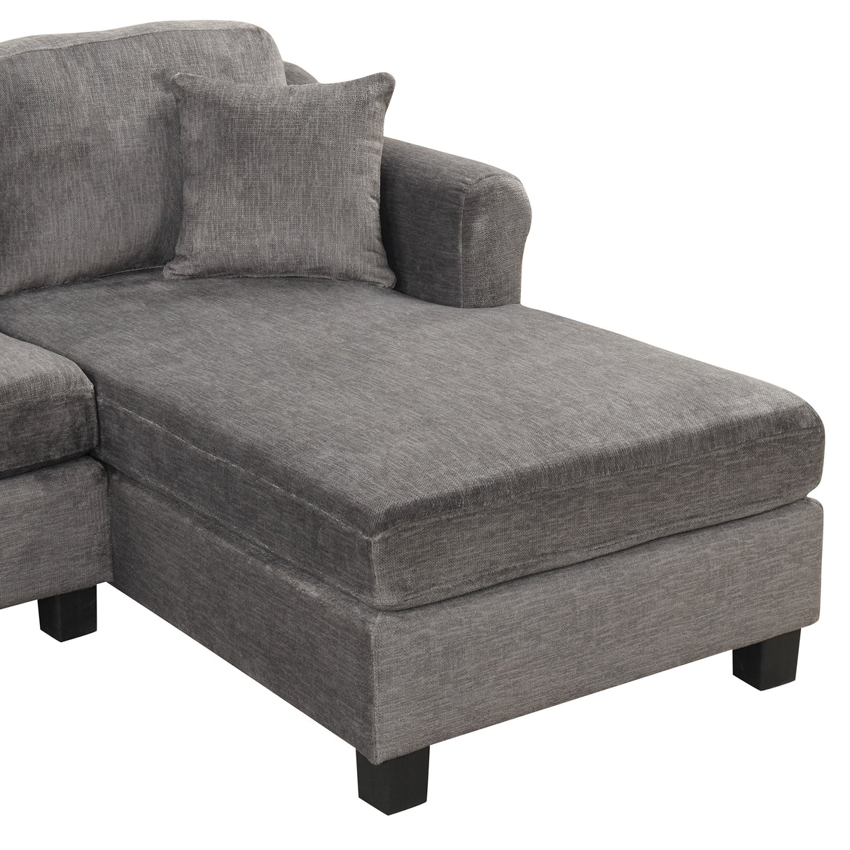 122.1" *91.3" 4pcs Sectional Sofa with Ottoman with Right Side Chaise velvet fabric Dark Gray - SG000810AAE - image - 18