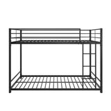 Metal Bunk Bed Full-Over-Full, Low Bunk Bed with Metal Frame and Ladder, No Box Spring Needed Black - Home Elegance USA