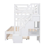 Twin over Twin/Full Bunk Bed with Twin Size Trundle (White)(OLD SKU :LP000025AAK) - Home Elegance USA