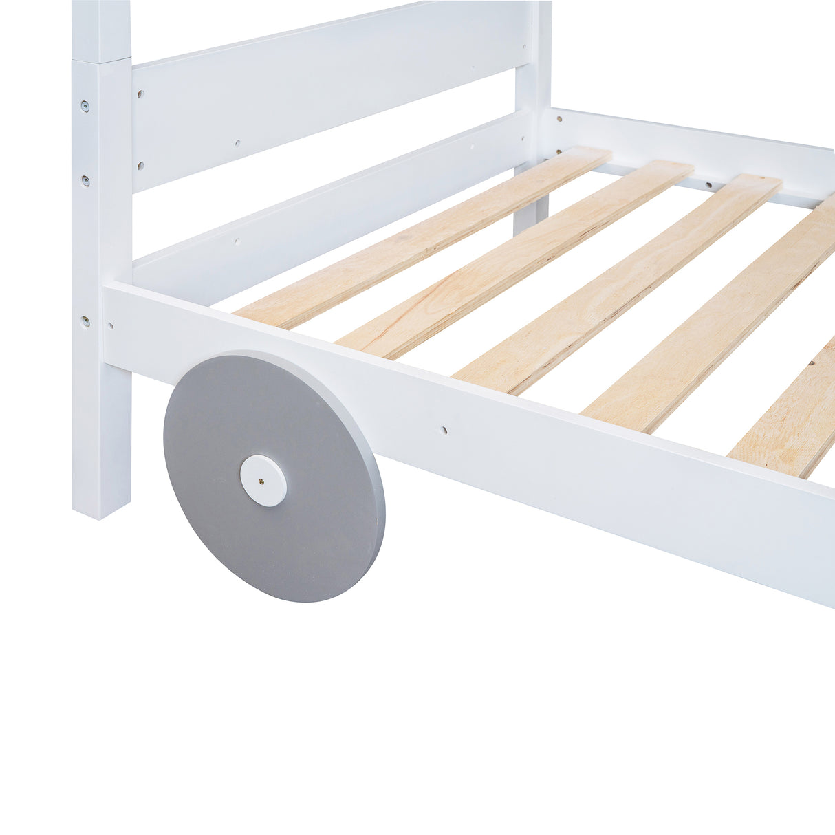 Twin Size Car-Shaped Convertible Bunk Bed, White - Home Elegance USA