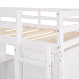 Twin size Loft Bed with Drawers,Desk,and Wardrobe-White - Home Elegance USA