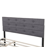 Queen Size Upholstered Linen Fabric Trundle bed with drawers Grey
